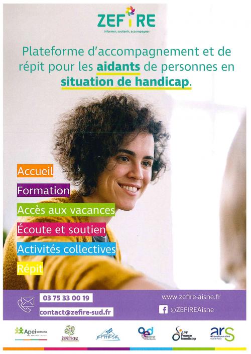 ZEFIRE - Plateforme d'accompagnement et de répit pour les aidants de personnes en situation de handicap.