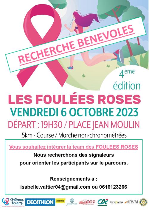 RECHERCHES BENEVOLES : Les Foulées Roses 2023