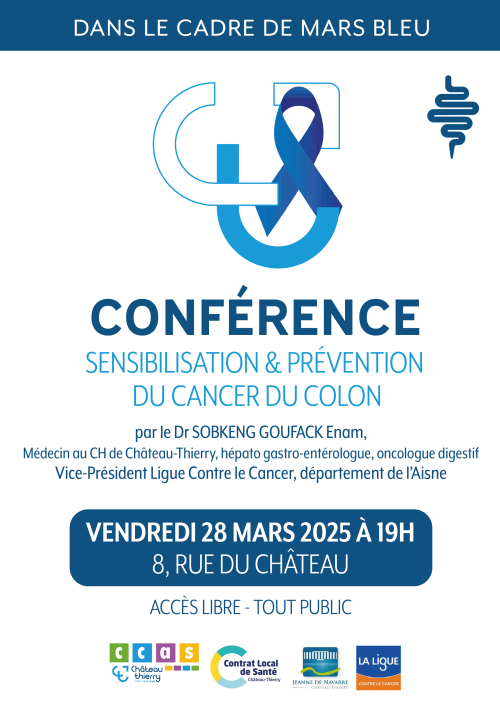 MARS BLEU : Conférence, sensibilisation et prévention du cancer du colon.